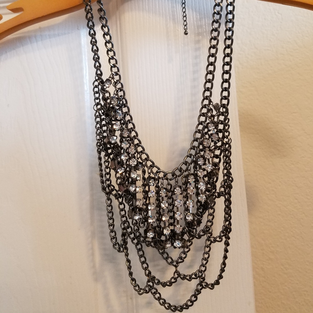 Bebe layered gunmetal necklace